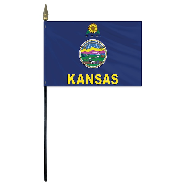 Global Flags Unlimited Kansas Stick Flag 4"x6" E Gloss 200263 - main